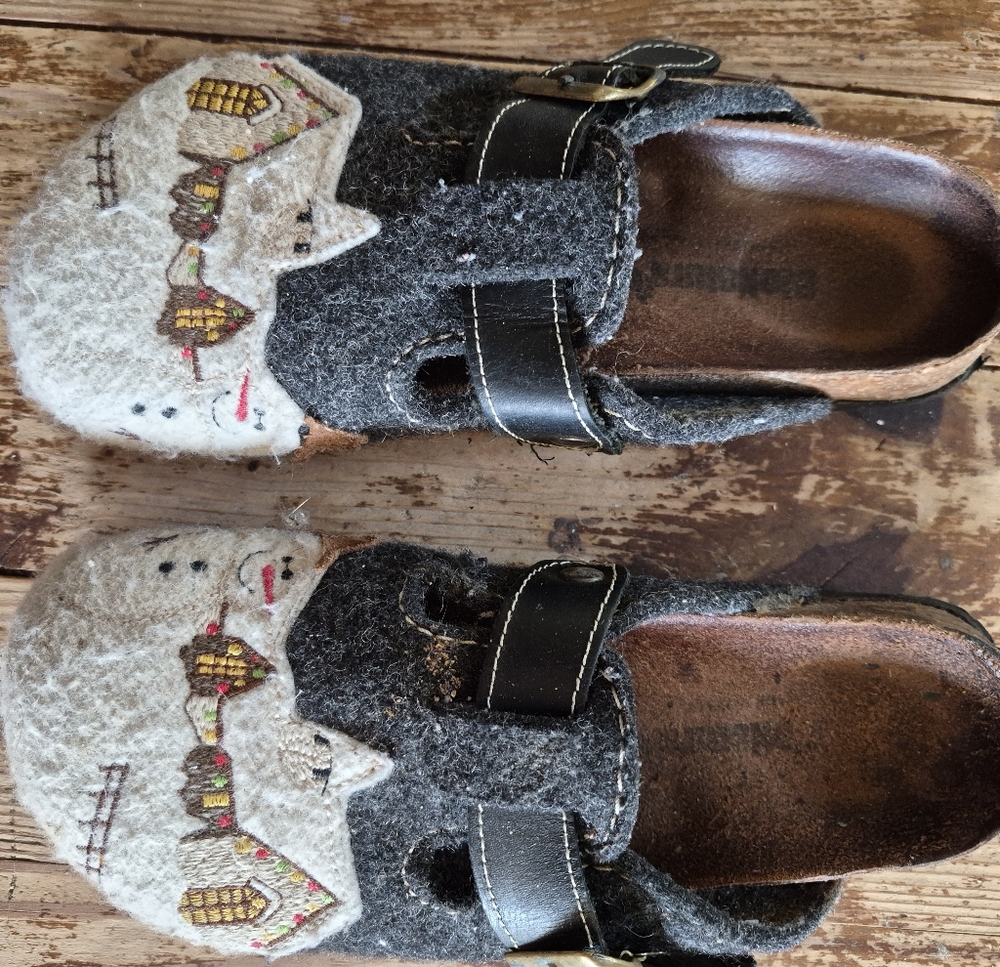 Birkenstock  Gray with Black Straps.Adult Shoes.